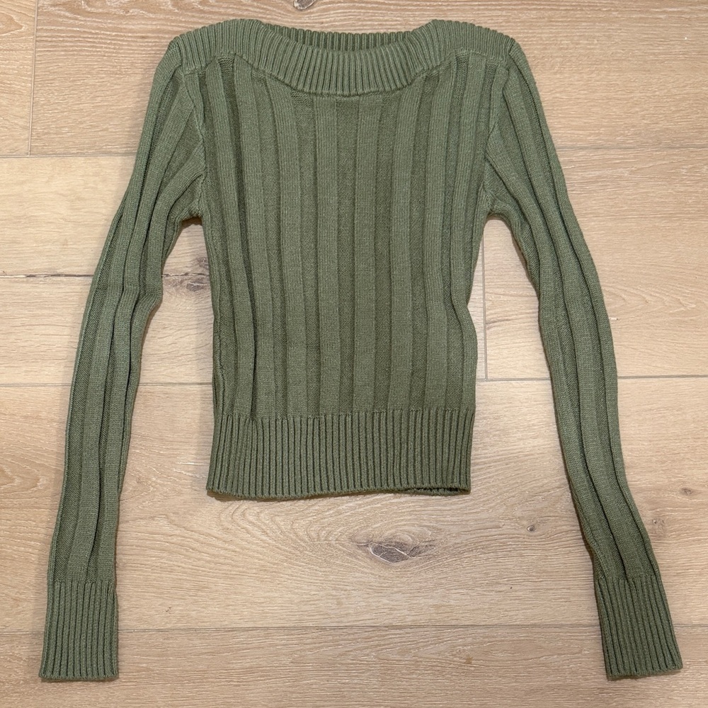 NWT Steve Madden Olive Green Ribbed Long Sleeve Sweater